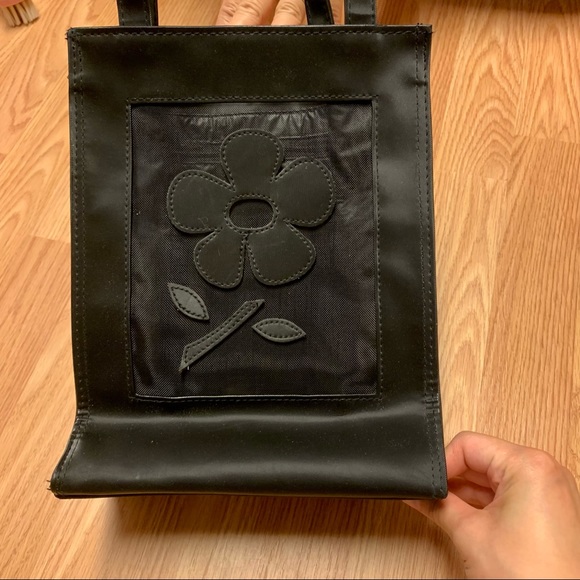 GUC Vintage Black Flower Screen Shoulder Bag - Picture 3 of 16